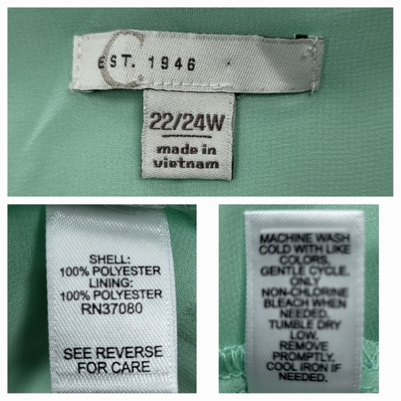 CATO Mint Green Asymmetrical Sleeveless Blouse - Plus Size 22/24W or Size 3X - Picture 6 of 7